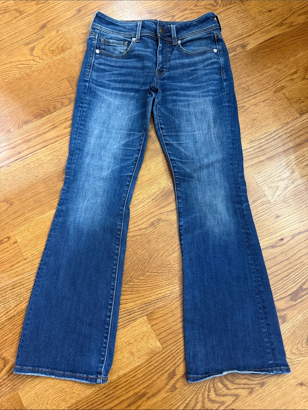 American Eagle Kick Boot Super Stretch Jeans Size 6 Short Dark Wash Bootcut